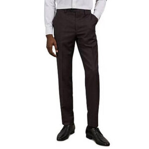 Ted Baker London Debonair‎ Check Wool Trousers Dark Red Men's 36L NWT